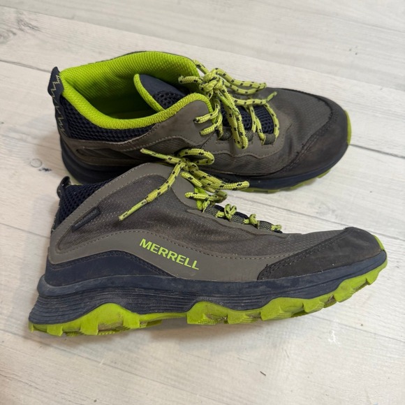 Merrell kids hiking shoes boots grey‎ green big kids size 3 - Picture 1 of 11